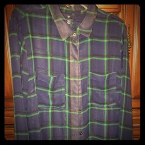 GAP ladies long sleeve sheer plaid blouse.